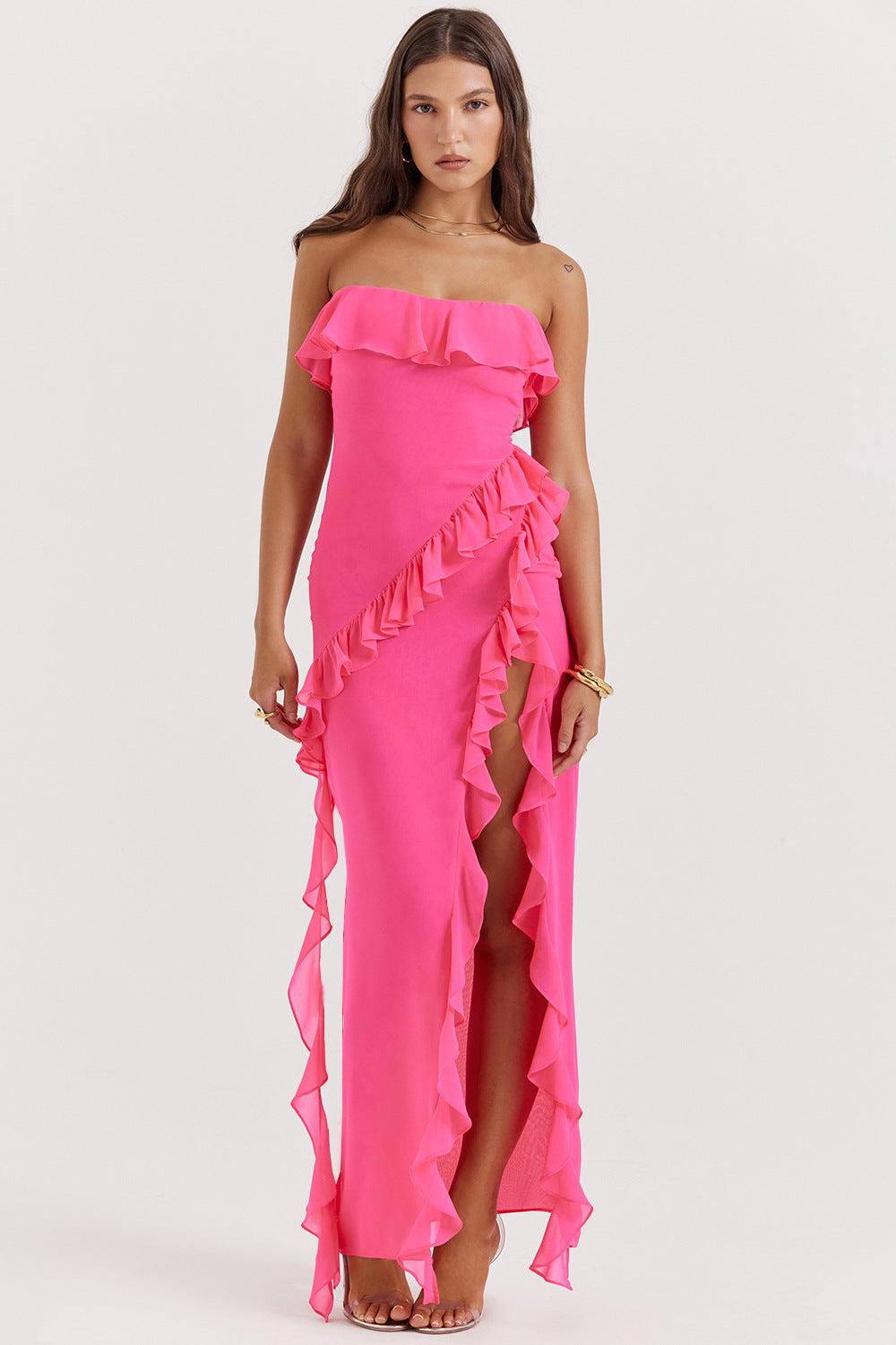 Damen Abendkleid im eleganten Rüschenstil EB