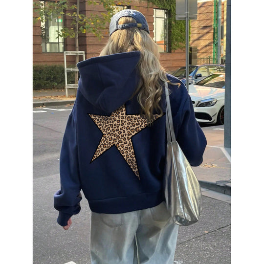 Damen Kapuzenpullover mit glitzerndem Sternmotiv R&B