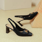 Damen Slingback-Pumps mit dekorativem Riemen und modischem Blockabsatz