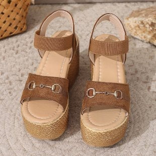 Damen Wedge-Sandalen mit luxuriösen Riemen und rutschfester Sohle R&B