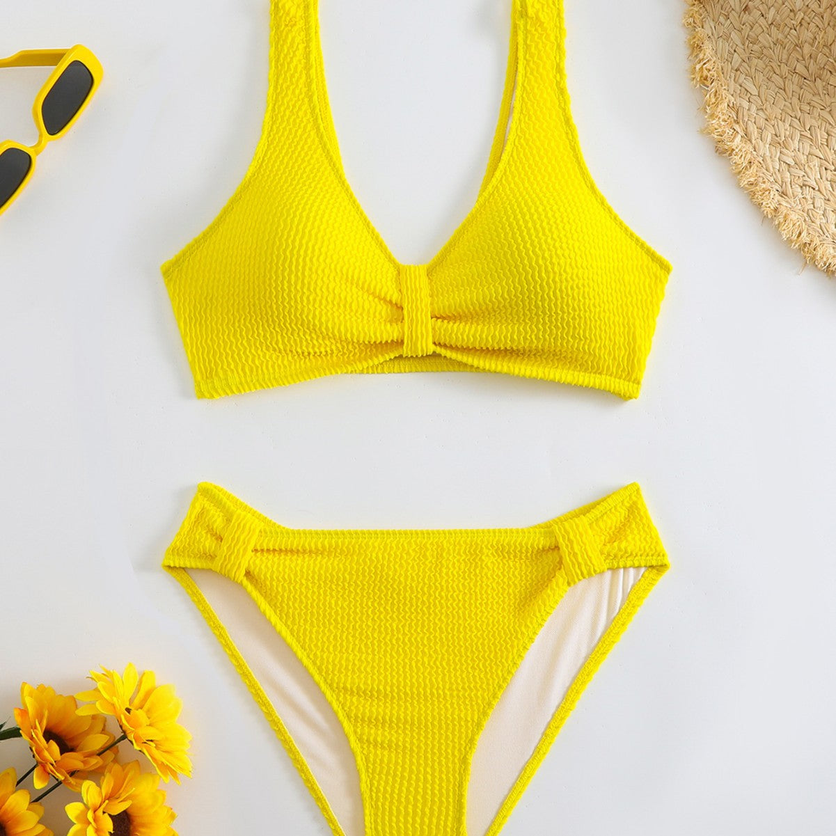 Damen Strandbikini-Set mit stylischem Wellenmuster R&B