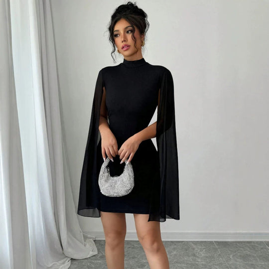 Damen Kleid mit eleganten Flügelärmeln und figurbetontem Schnitt R&B