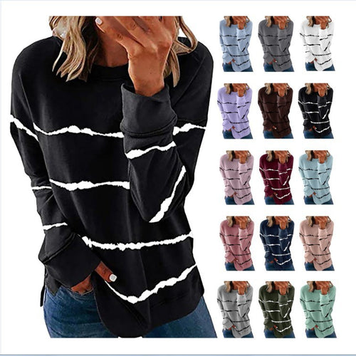 Damen Freizeit Sweatshirt mit modernen Streifen R&B