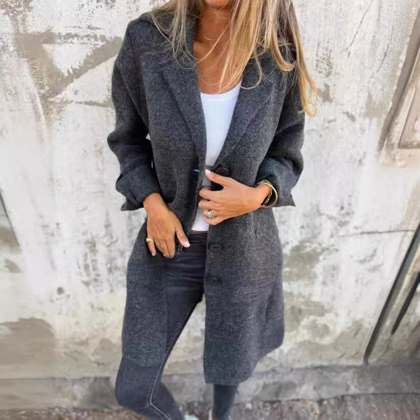 Damen eleganter Wollmantel mit praktischen Taschen R&B