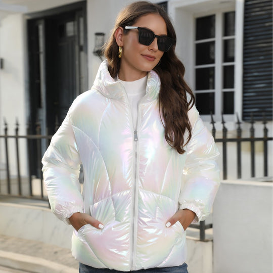 Damen Hochglänzende Steppjacke R&B