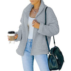 Damen kuschelige Fleecejacke mit Oversized-Schnitt und tiefem Kragen R&B