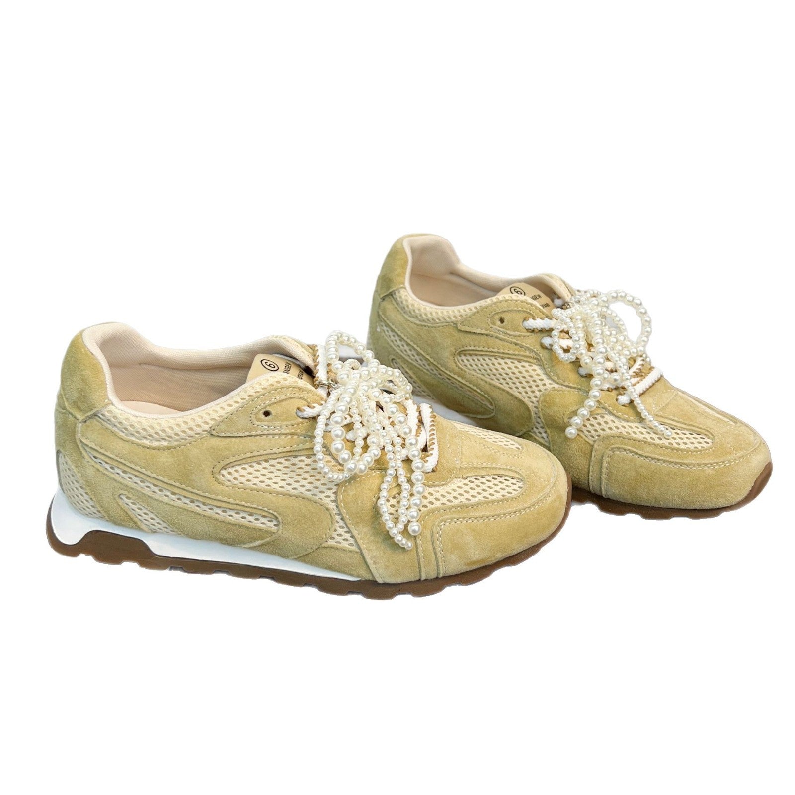 Damen Komfortable Sneakers mit innovativer Mesh-Oberfläche und dekorativen Perlenapplikationen R&B