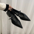 Damen elegante Ballerinas mit zeitgemäßem Riemchen und spitzem Design R&B