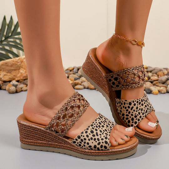 Damen Riemensandalen mit geflochtenem Obermaterial und bequemem Blockabsatz R&B
