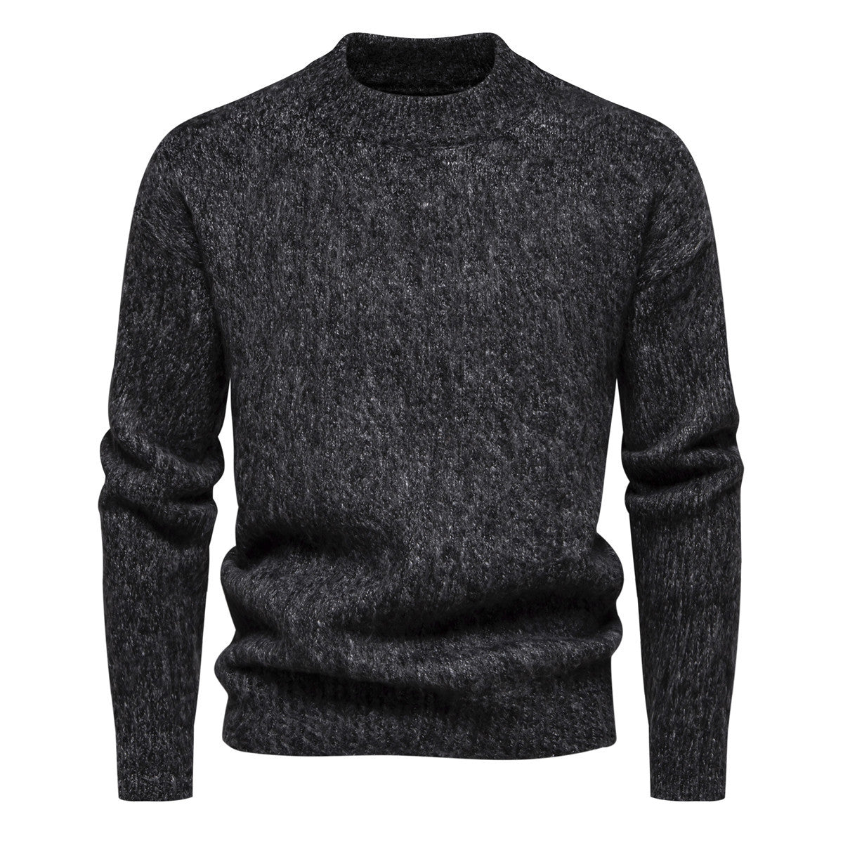 Herren Strickpullover mit hohem Kragen und strukturierter Oberfläche
