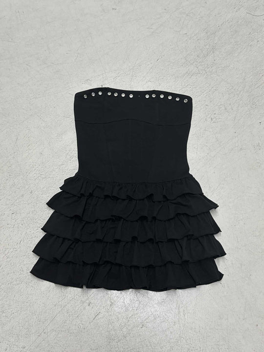 Damen Rüschensommerkleid mit dekorativen Druckknöpfen R&B