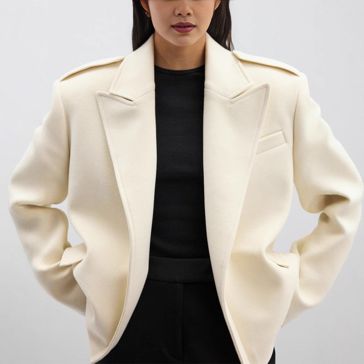 Damen Modischer Oversize-Blazer mit schmalen Revers R&B