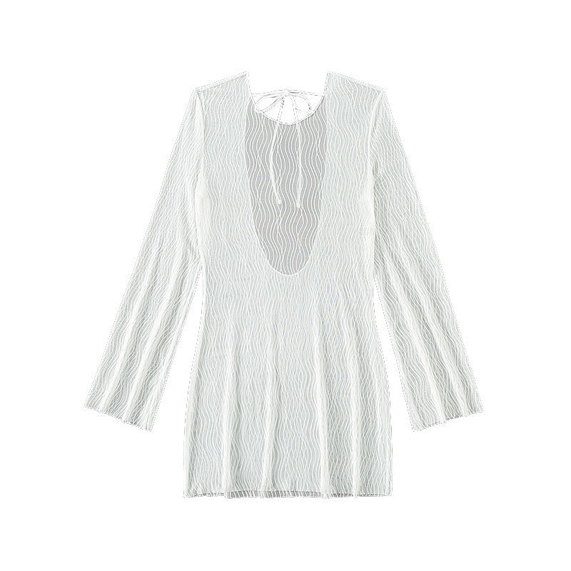 Damen Langarm Strandkleid R&B