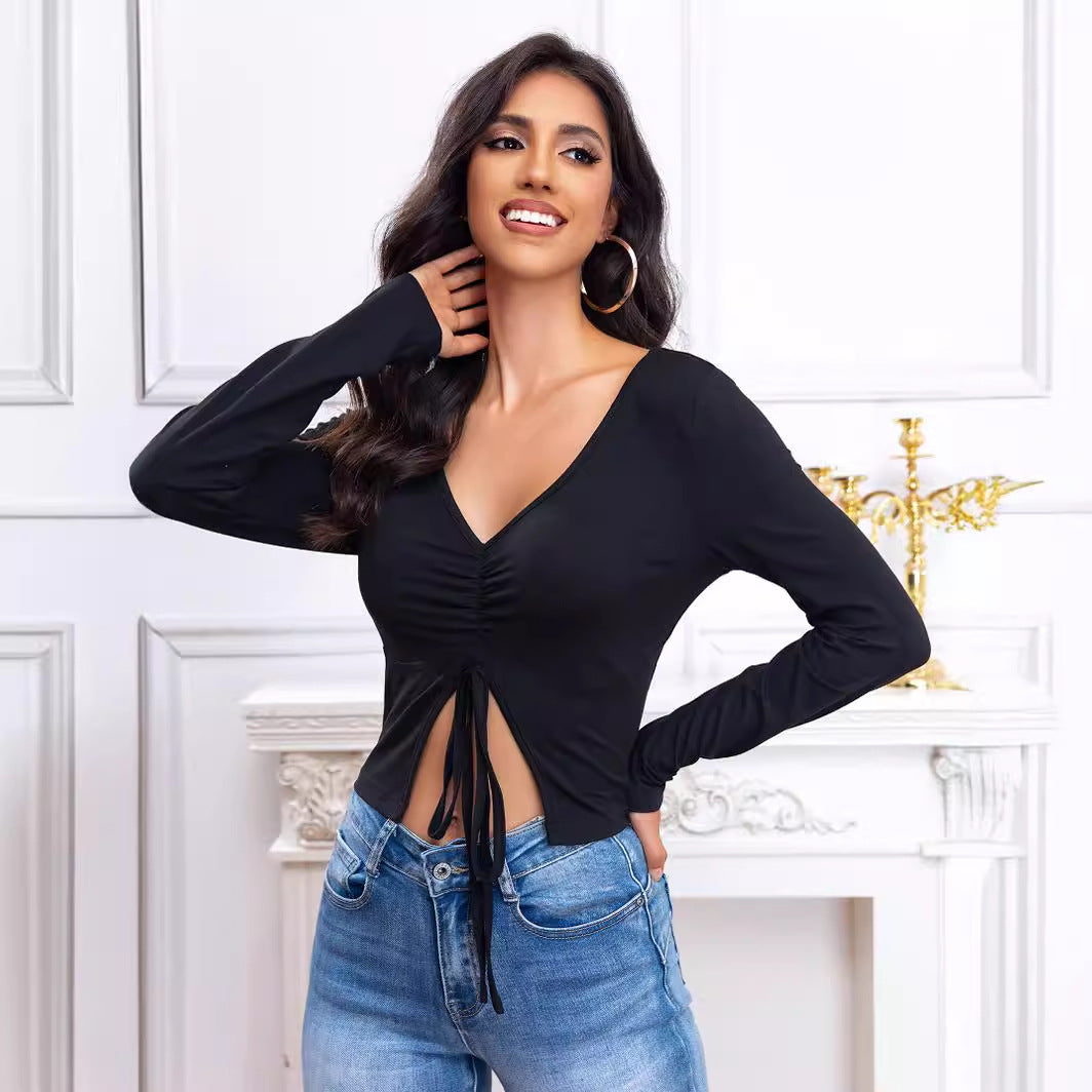 Damen Wrap-Bluse mit Ballonärmeln R&B