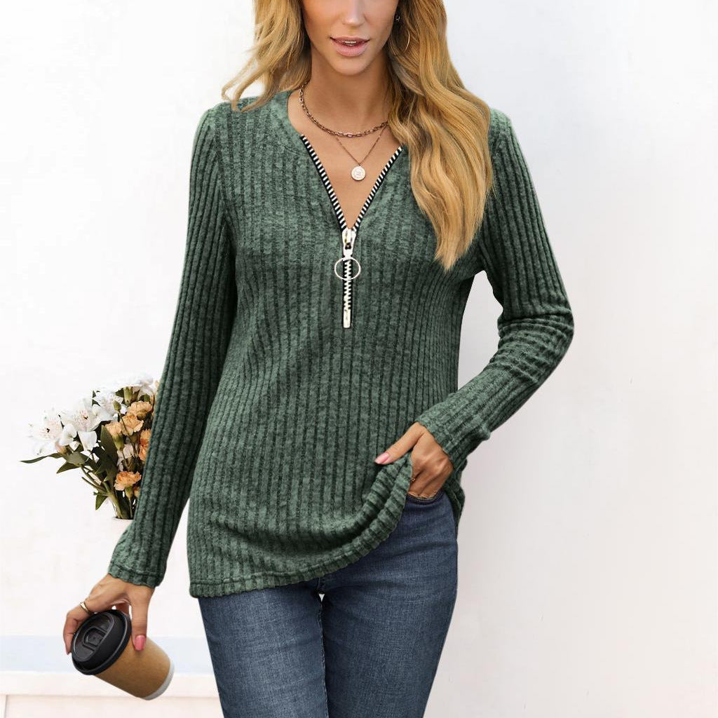 Damen Strickpullover mit modernem Reißverschluss