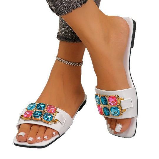 Damen Modische Pantoletten mit Schmuckdetails R&B