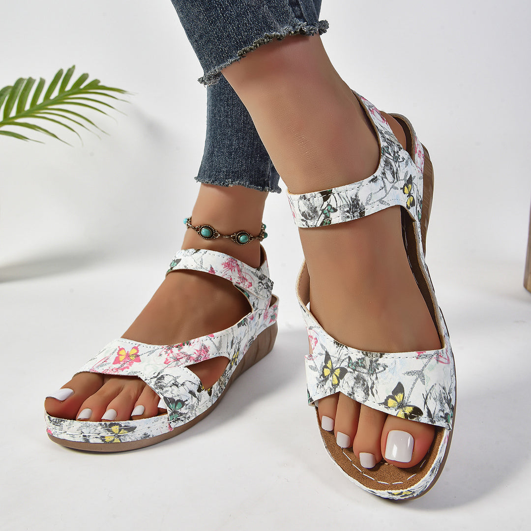 Damen bequeme Wedge-Sandalen mit verstellbaren Riemen und anatomischem Fußbett R&B