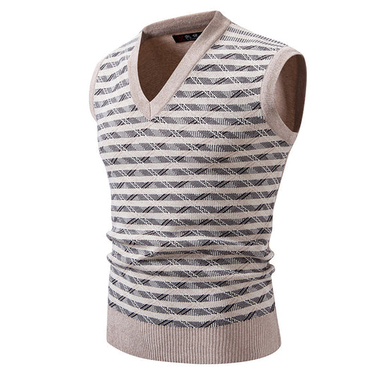 Herren ärmellose Strickjacke mit modernem Zopfmuster R&B