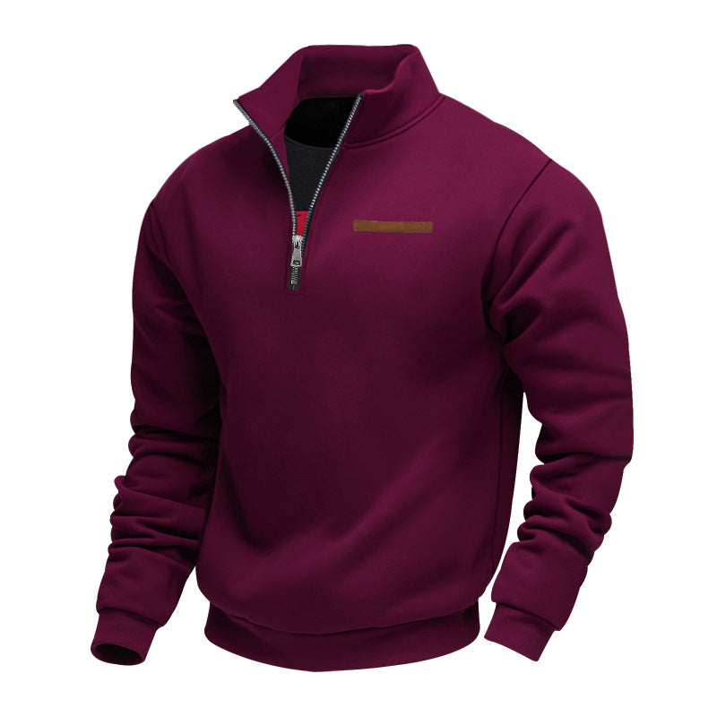 Herren nan Halbzip-Sweatshirt aus schwerem Fleece mit Stehkragen und verdeckter Brusttasche R&B