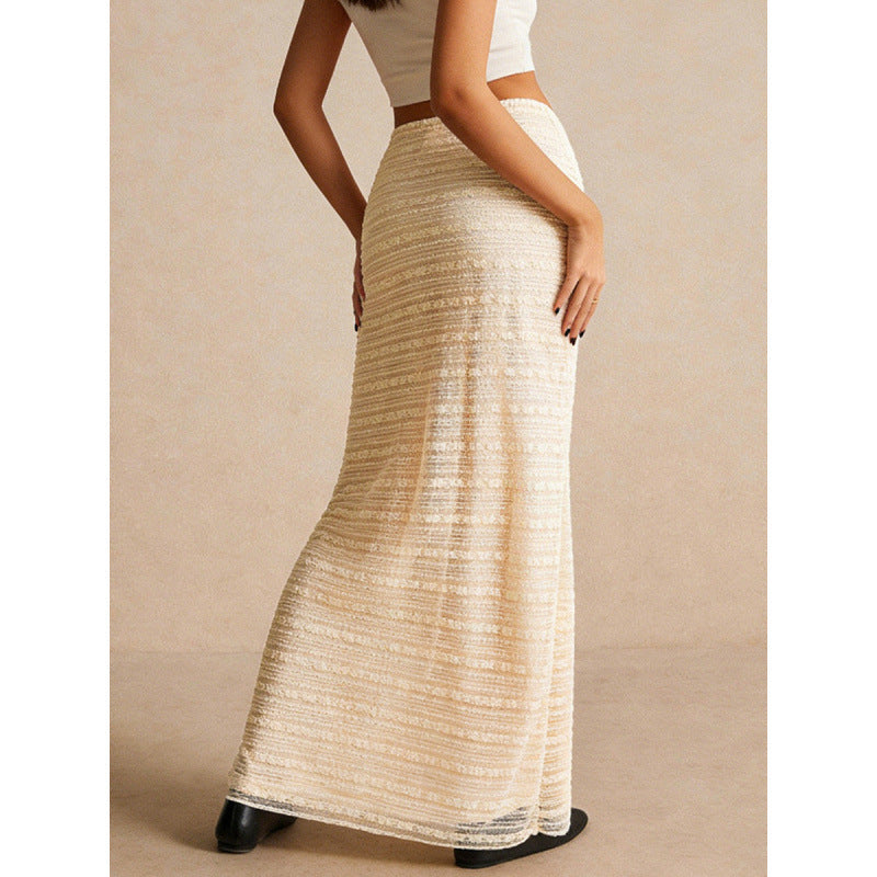 Damen Eleganter Maxirock mit strukturiertem Design und elastischem Bund R&B