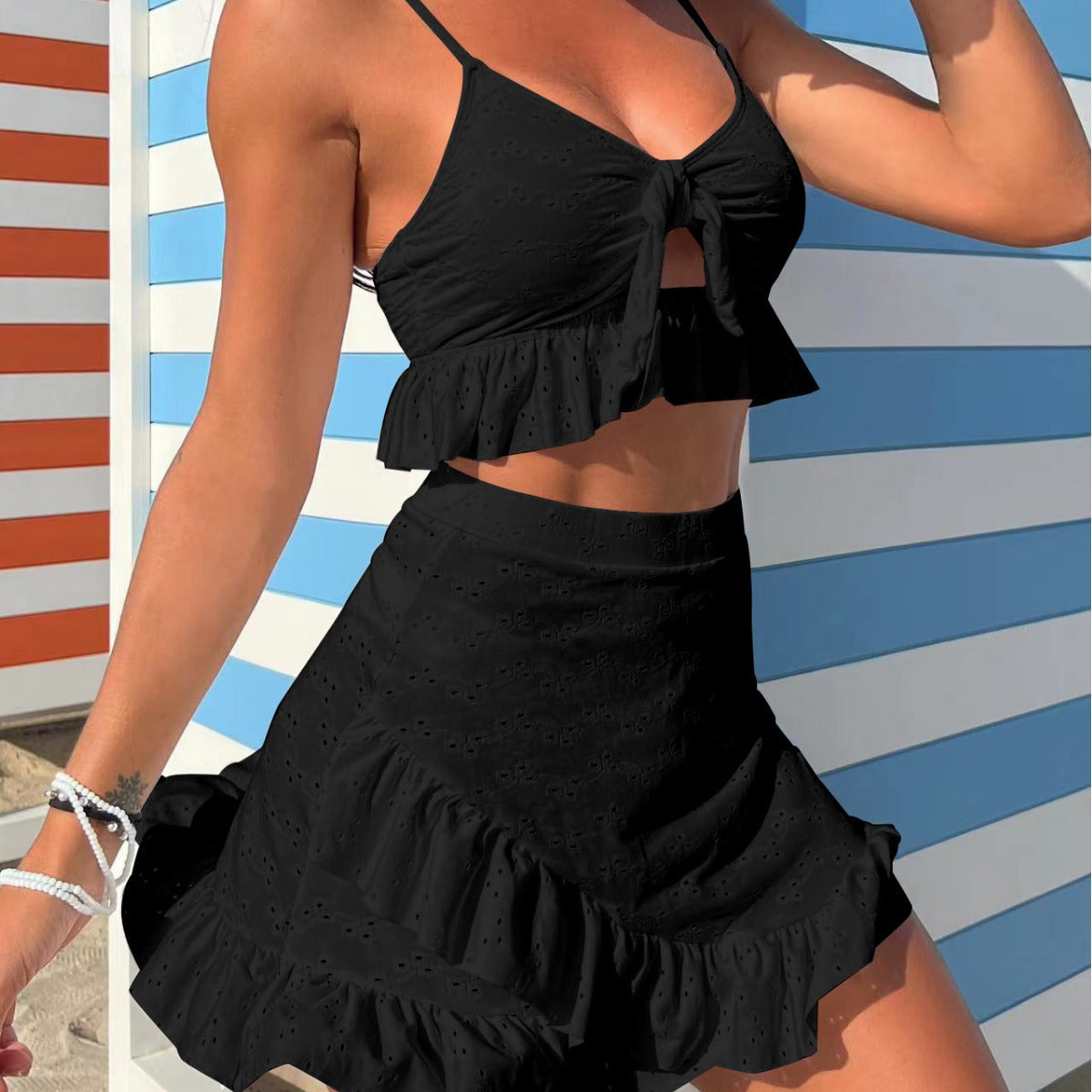 Damen Crop-Top und Rock Set R&B