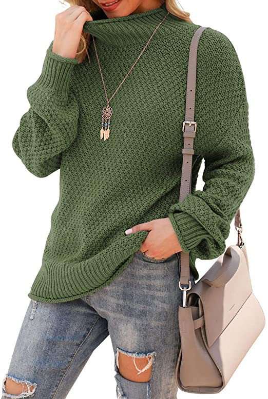 Damen Pullover mit hohem Kragen und strukturiertem Strickmuster R&B