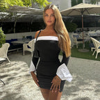 Damen Off-Shoulder Minikleid mit eleganten Puffärmeln