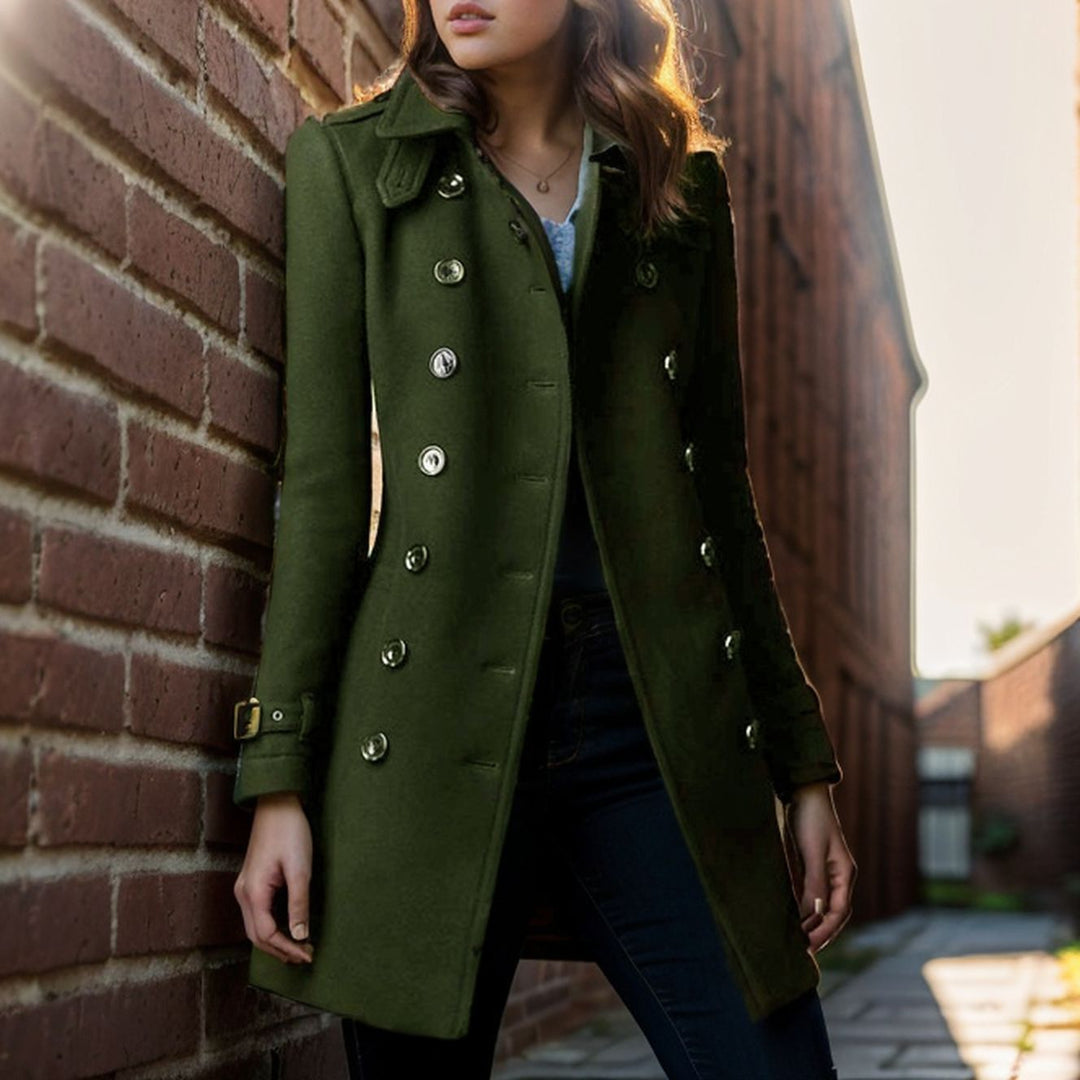 Damen stylischer Wollmantel mit doppelter Knopfleiste R&B
