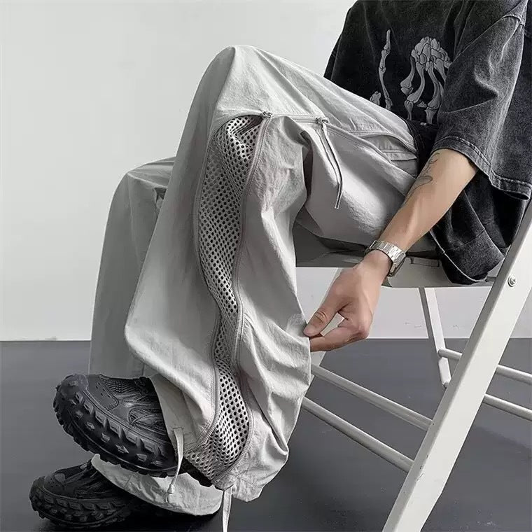 Herren lässige Cargo-Hose mit atmungsaktiven Netzdetails und funktionalen Reißverschlüssen R&B