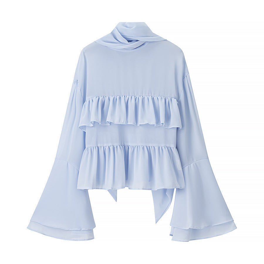 Damen elegante leichte Bluse mit Rüschenelementen R&B