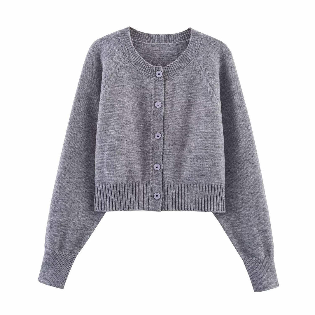 Damen cropped Strickjacke mit Knopfdetails und elastischem Bund R&B