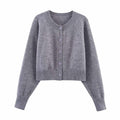 Damen cropped Strickjacke mit Knopfdetails und elastischem Bund R&B