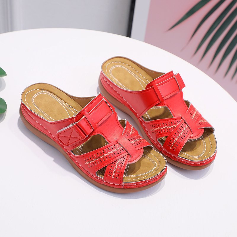Damen bequeme Klettsandalen mit anatomischem Fußbettdesign R&B