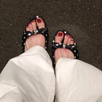 Damen Zehentrenner mit modischem Punkte-Design und eleganter Schleifendekoration R&B