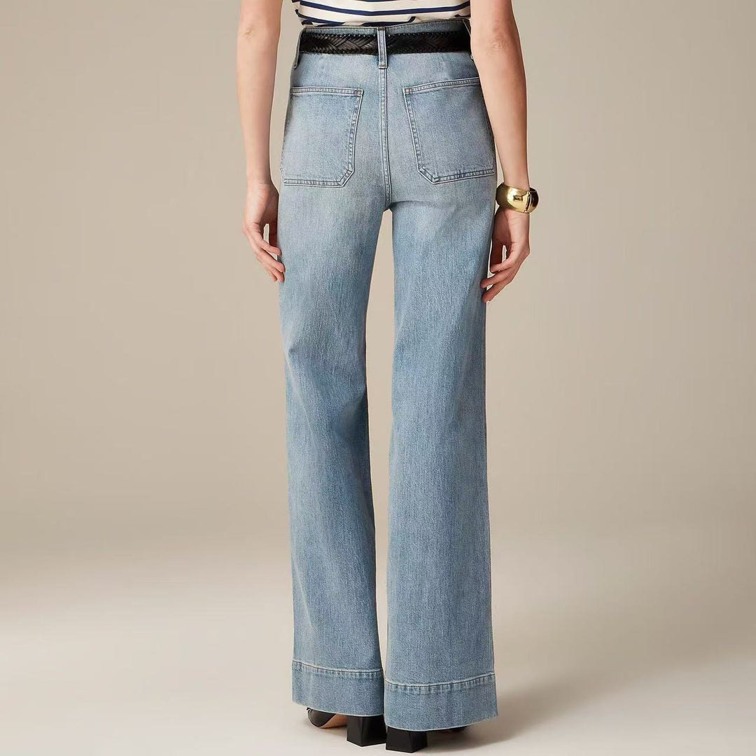 Damen Weite Jeans mit modischem Saum R&B