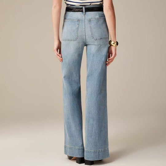 Damen Weite Jeans mit modischem Saum R&B