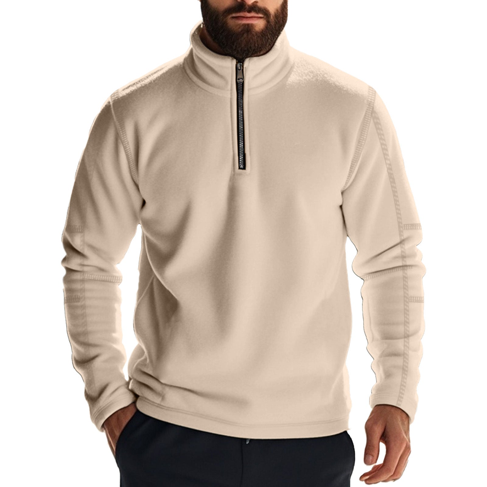 Herren Fleece-Pullover mit halbem Reißverschluss und atmungsaktiven Eigenschaften R&B