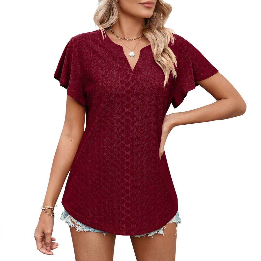 Damen Luftiges Blusenshirt mit effektvollem Lochmuster R&B