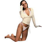 Damen Bequemer Jumpsuit mit langem Arm und Raffung R&B