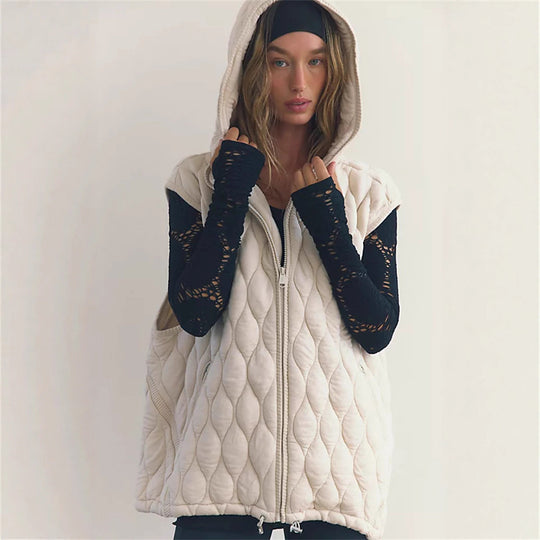 Damen Weste mit Kapuze und leicht gepolstertem Design R&B