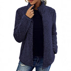 Damen kuschelige Fleecejacke mit hohem Kragen und praktischen Taschen R&B