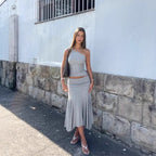 Damen Elegantes One-Shoulder Kleid mit fließendem Saum und Raffung R&B