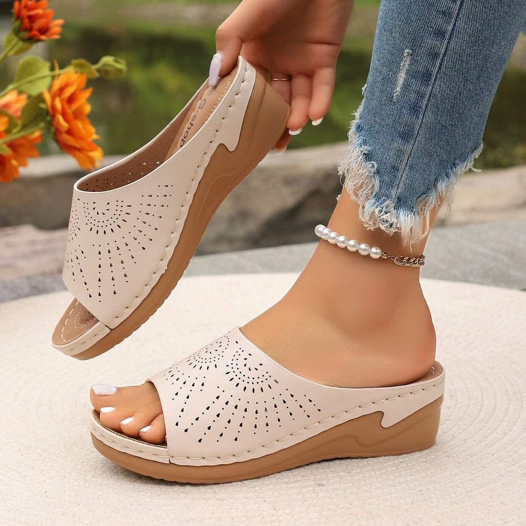 Damen Wedge-Pantoletten mit Atmungsaktivem Perforationsdesign R&B