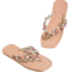 Damen Elegante und florale Zehentrenner-Sandalen R&B
