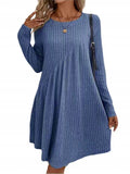 Damen lässiges Strickkleid mit asymmetrischem Schnitt und langen Ärmeln R&B