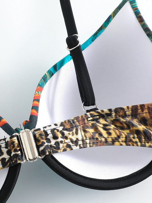 Damen Triangel-Bikini mit extravagantem Federdesign und funkelnden Akzenten R&B