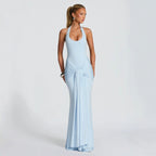 Damen Langes Wickelkleid mit tiefem V-Ausschnitt und Raffungen R&B