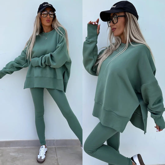 Damen lässiges Oversized Sweatshirt mit weitem Schnitt und bequemen Leggings R&B
