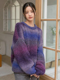 Damen Flauschiger Pullover mit strukturiertem Farbverlauf und weitem Schnitt