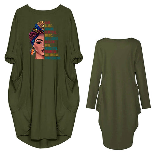 Damen Kleid mit lässigem Schnitt und kreativen Motiv und praktischen Taschen R&B